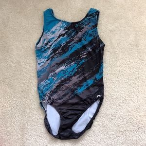 GK Blue and Black Patterned Leotard